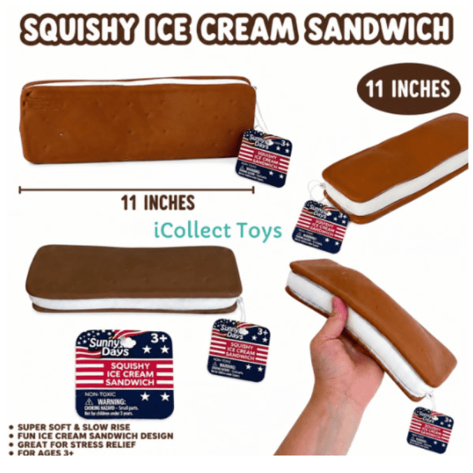 Toymendous Large Sensory Squishy Stress Relieving Ice Cream Sandwich FigureToymendous