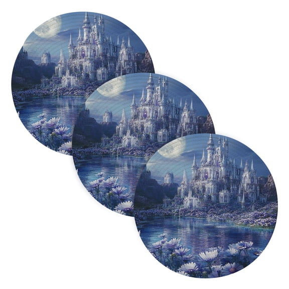 BZSMCE Mats for Pots,Pans Place Fantasy Palacel Pattern Simple Style Pattern Pot Mats