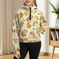 thumbnail image 7 of Chririnla Capyabra Polka Dot Quarter Zip Up sweatshirt for kids with Pocket Girls Half Zipper Sweatshirt kids Half Zipper Sweatshirts Size 5-6 Orange, 7 of 7