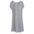 thumbnail image 4 of JURANMO Women's Cotton Nightdresses Short Sleeve Crewneck Mid-length Dress Striped Sleepwear Plus Size Loose Fit Loungewear with Built-in Bra Pads Black XXL, 4 of 7