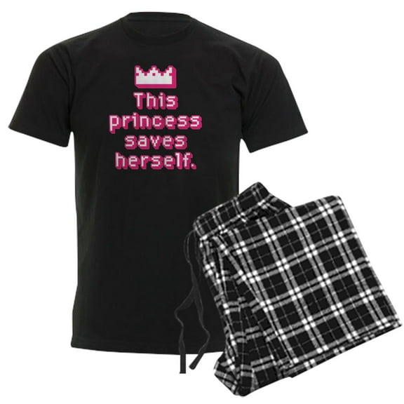 CafePress - This Princess Saves Herself Men's Dark Pajamas - Men's Dark Loose Fit Cotton Pajama Set