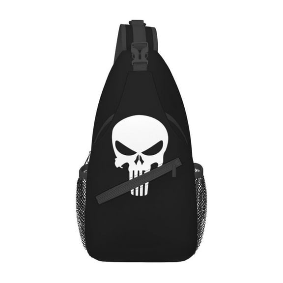 Casual Punishers Skeleton Skull Sling Crossbody Backpack Men Shoulder Chest Bags for Camping Biking