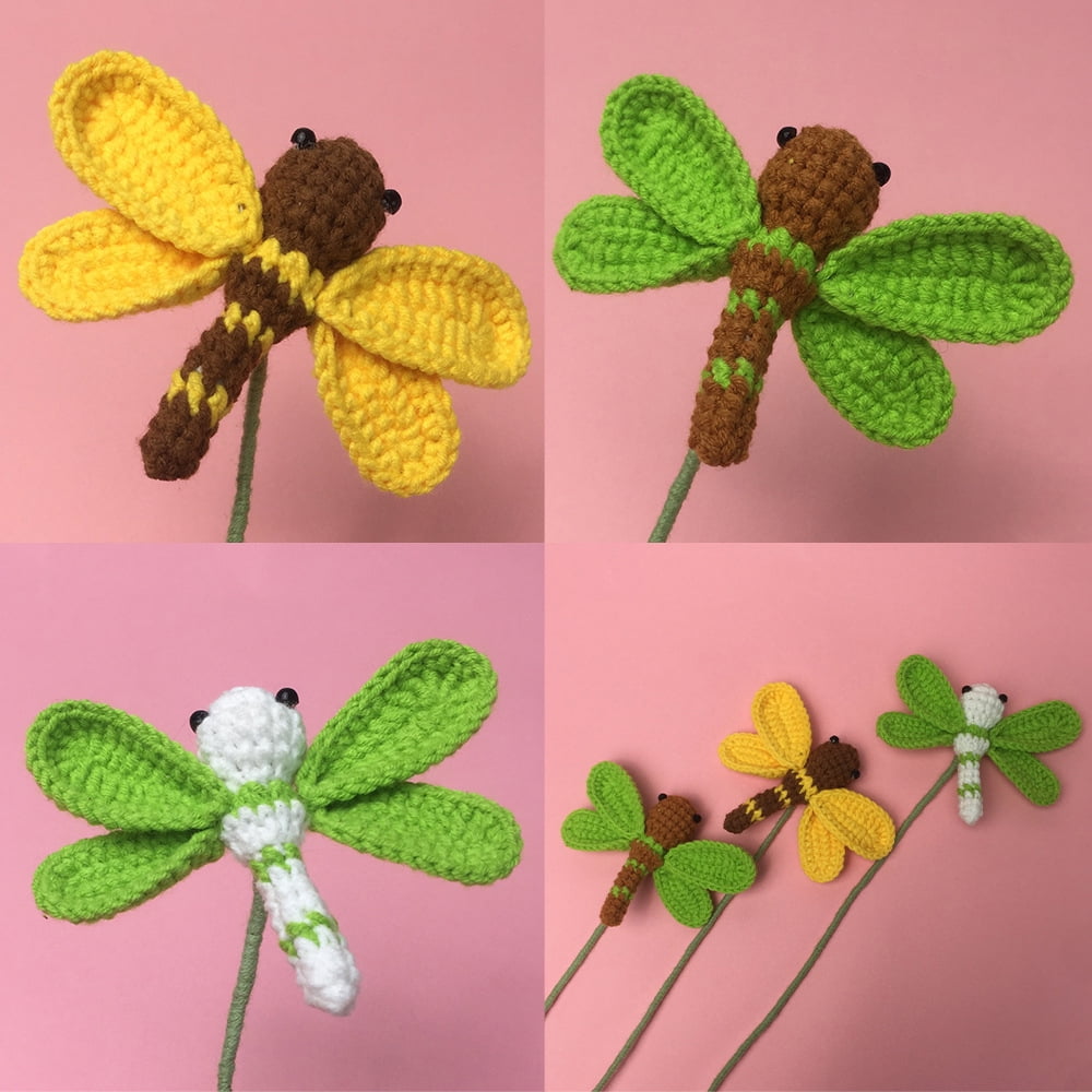 Crochet Dragonfly Kit for Beginners With Video Tutorial Cotton Knitting Yarn Thread Needles Hook Knit Tool Set DIY Craft
