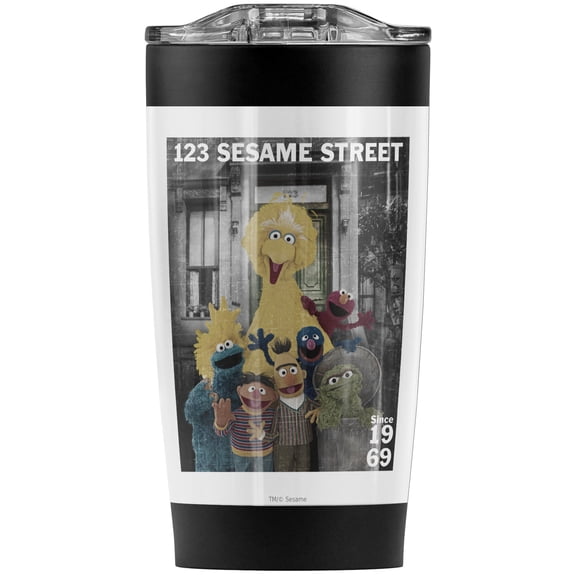 Sesame Street/Best Address Stainless Steel Tumbler 20 oz Coffee Travel Mug/Cup, Vacuum Insulated & Double Wall with Leakproof Sliding Lid | Great for Hot Drinks and Cold Beverages