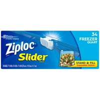 Ziploc Slider Freezer Bags, Quart, 34 Count