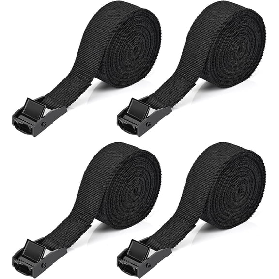Tie Down Straps 4 Pcs Lashing Strap 8.2' x 1" Adjustable Heavy Duty Cam Buckle Cinch Straps for Cargo, Trucks, Luggage, Trailer, Motorcycle (Black)