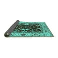 thumbnail image 2 of Ahgly Company Indoor Square Oriental Turquoise Blue Traditional Area Rugs, 6' Square, 2 of 4