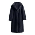 thumbnail image 5 of Juebong Women's Faux Fur Coat Luxurious Shawl Collar Plus Size Parka Overcoat Fuzzy Casual Open Front Cardigan Jacket Thermal Winter Outerwear Navy,XXL, 5 of 6