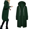 thumbnail image 4 of Xmyrz Jackets For Women Warm Pocket Long Sleeve Cardigan Jacket Mid-Length Style Zipper Hooded Top Coat Outerwear Jacket, 4 of 6