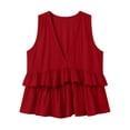 thumbnail image 4 of Karymi Shirts for Women Deep V-Neck Sleeveless Ruffle Peplum Top, Tiered Ruffle Peplum Hem Cami Blouse, Solid Casual Summer Flowy Tank Top Blouses for Women Dressy Casual, 4 of 9