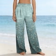 thumbnail image 4 of MYAOYI Women's Willow Branch Print Wide Leg Pants, Smocked High Waist Palazzo Trousers with Pockets, 4 of 7