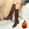 thumbnail image 5 of Purcolt Mid-Calf Boots for Women Vintage Trendy Faux Suede Pointed Toe Block Heel Booties Comfort Casual Non-Slip Pull-on Western Cowgirl Boots for Club Concert Trave, 5 of 9