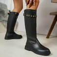 thumbnail image 6 of Black Feminine Fashion Casual Winter Long Boots With Round Toe And Front Lace-Up For Breathable Design, 6 of 8