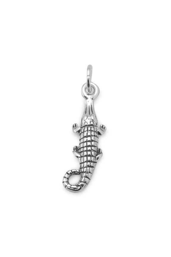 .925 Sterling Silver Oxidized Alligator Charm