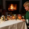 thumbnail image 6 of Christmas Village Set with LED Lighted Houses and Figurines, Indoor Room Decor Collectible Buildings (Requires 2 AA Batteries),Blue, 6 of 6