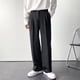 thumbnail image 1 of Pantalones largos para hombre, color liso, con cremallera, botones, pierna recta, pierna ancha, pantalones de traje casuales, pantalones de poliéster para hombre, 1 of 7