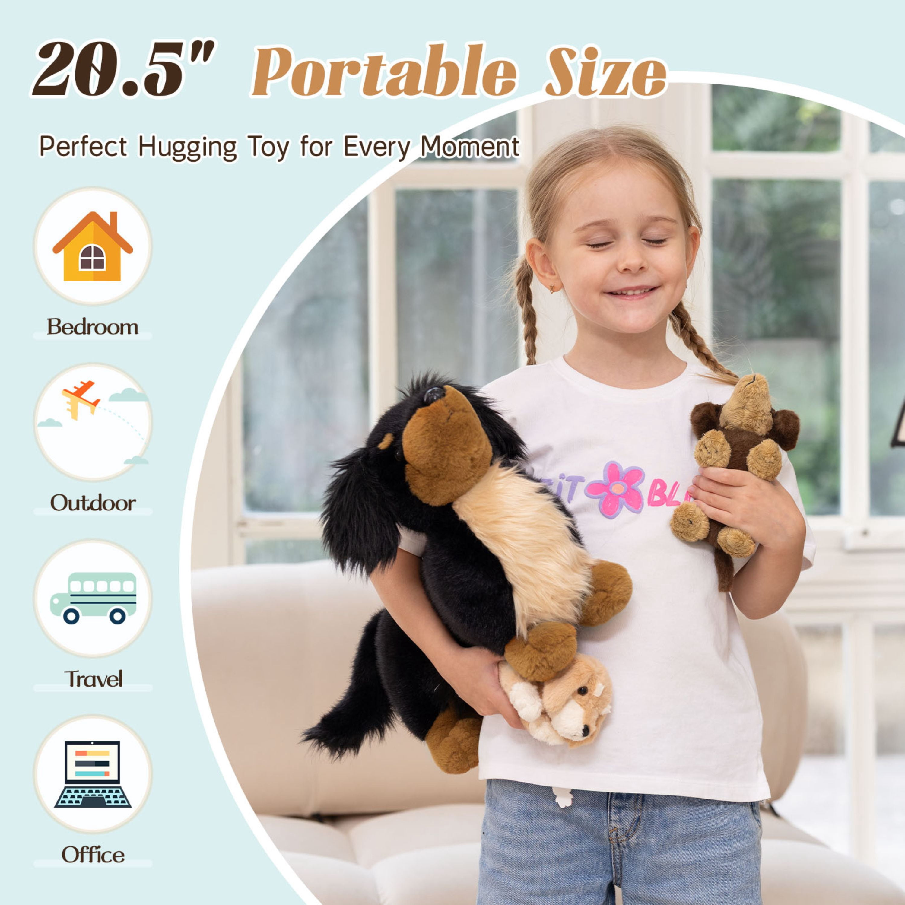 Tezituor 3Pcs Dachshund Stuffed Animal 20.5'' Weiner Dog Plush with 2 Dog Babies Plush Toy