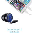thumbnail image 3 of Motorcycle USB Car Charger, 12/24V Waterproof Dual USB/QC3.0 Socket Adapter, Charger with Switch, Suitable for Boat, Trailer, Car, Bus, 3 of 5