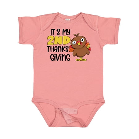 

Inktastic It s My 2nd Thanksgiving Cute Turkey Gift Baby Boy or Baby Girl Bodysuit