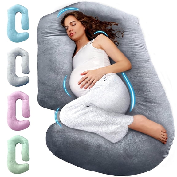 PILLANI Pregnancy Pillows for Sleeping - V C U Shaped 57inch Full Body Pillow with Removable Washable Cover, Cooling Maternity Pillow for Pregnant Women, Support for Back Belly Legs Hip