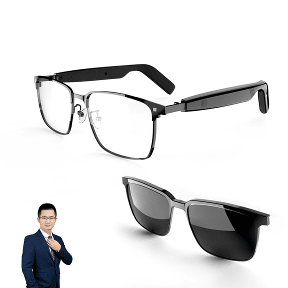 Omgsupcn Smart Bluetooth Audio Glasses, Blue Light Blocking Lenses, Open Ear Wireless Speakers & Mic for Hands-Free Calls, Voice Assistant Control for Men & Women, Compatible with iPhone/Android
