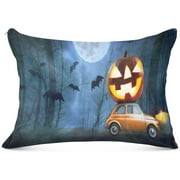 Bestwell Halloween Night Transporting Pumpkins Zipped Velvet Pillowcases 20x26 in,Soft and Cozy Decorative Plush Pillow Case with Hidden Zipper for Bedroom, Sofa, Couch597