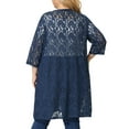 thumbnail image 3 of Agnes Orinda Women's Plus Size Valentines Day Cardigans Lace Lightweight Knit 3/4 Sleeves Cover Up Cardigans 4X Navy, 3 of 8
