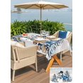 thumbnail image 4 of Outdoor Tablecloth with Umbrella Hole and Zipper, Blue Christmas Snowman Rectangle Table Cloth 54x80 Inch Waterproof Tablecloth, Xmas Tree Elk Gifts Snowflake Vintage Picnic Table Cover for Patio, 4 of 7