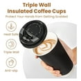 thumbnail image 2 of 250 Pack 16 oz Black Disposable Coffee Cups with Lids & Stirrers, Corrugated Triple Wall To Go Hot Cups, Insulated Paper Coffee Cups for Hot Beverages, Travel, Home, Office (Black Lids), 2 of 7