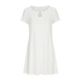 thumbnail image 3 of Up to 60% Off! pstuiky Summer Dresses , Women Short-Sleeved Crew Neck Dress Casual Printed T-Shirt Dress Knee-Length Holiday Dress Leisure Sales Today Clearance White XL, 3 of 4