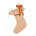 thumbnail image 2 of Plaid Ruffle Christmas Stockings, Vintage Checkered Stocking with Velvet Bow for Fireplace Mantel Decor, Holiday Gift Socks Set for Home, 18in, 2 of 7