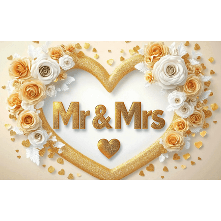 Mr. & Mrs. Romantic Wedding Banner Waterproof Polyester 70.84x43.31" Perfect for Receptions Garden Parties Home Decor