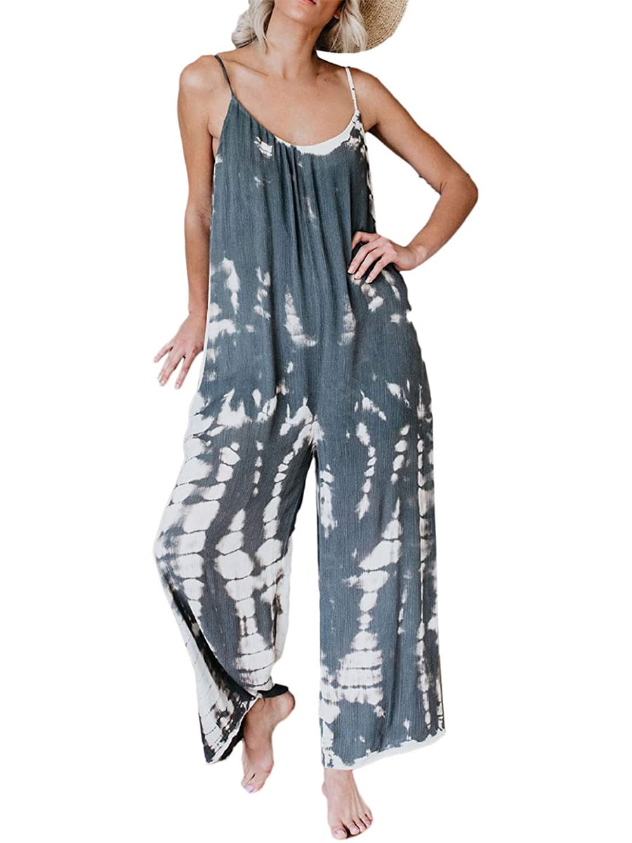 Selfieee Selfieee Women S Tie Dye Jumper Harem Wide Leg Jumpsuit V