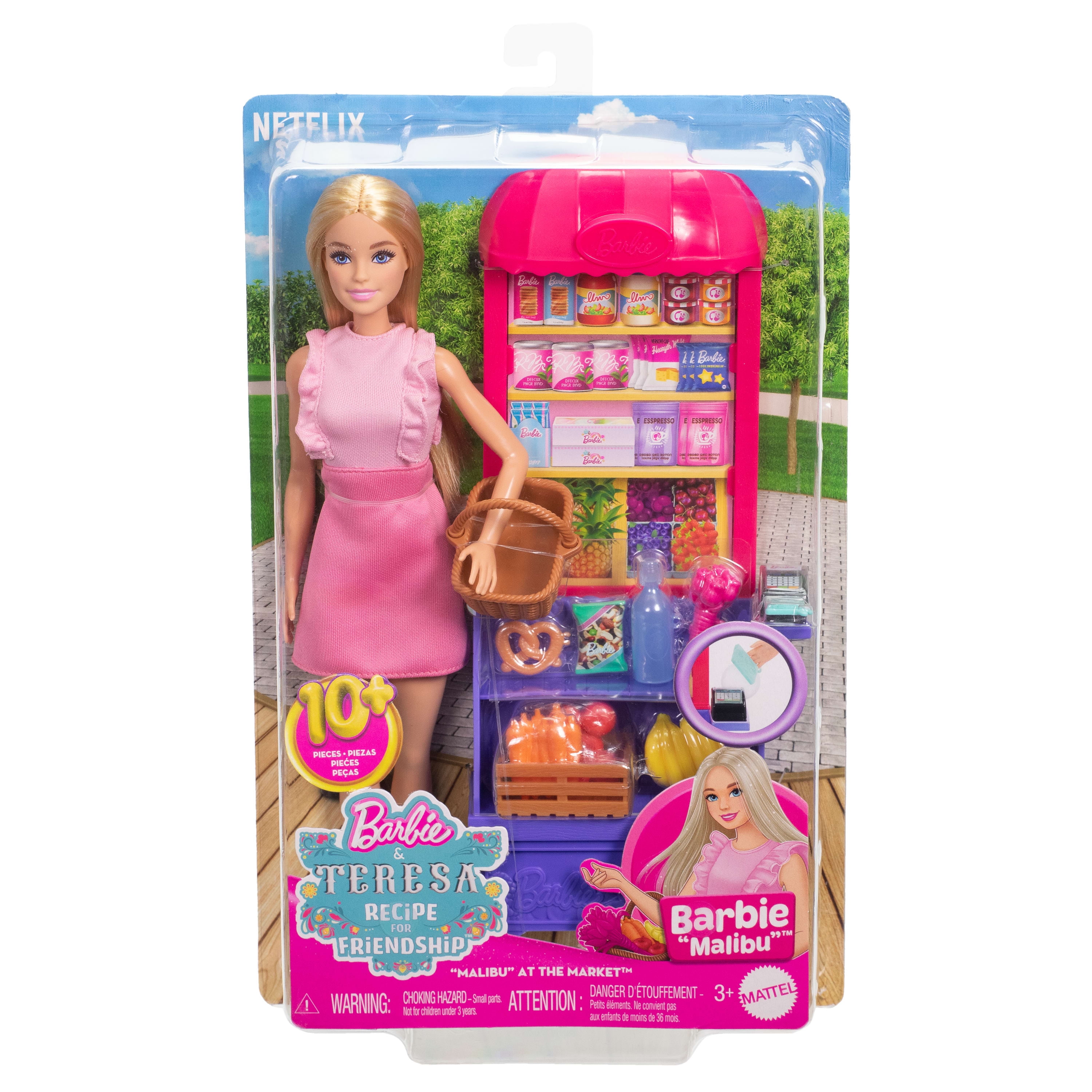 Barbie and Teresa Recipe for Friendship Malibu at the Market Doll & Playset with 11 Accessories, Ages 3Y+