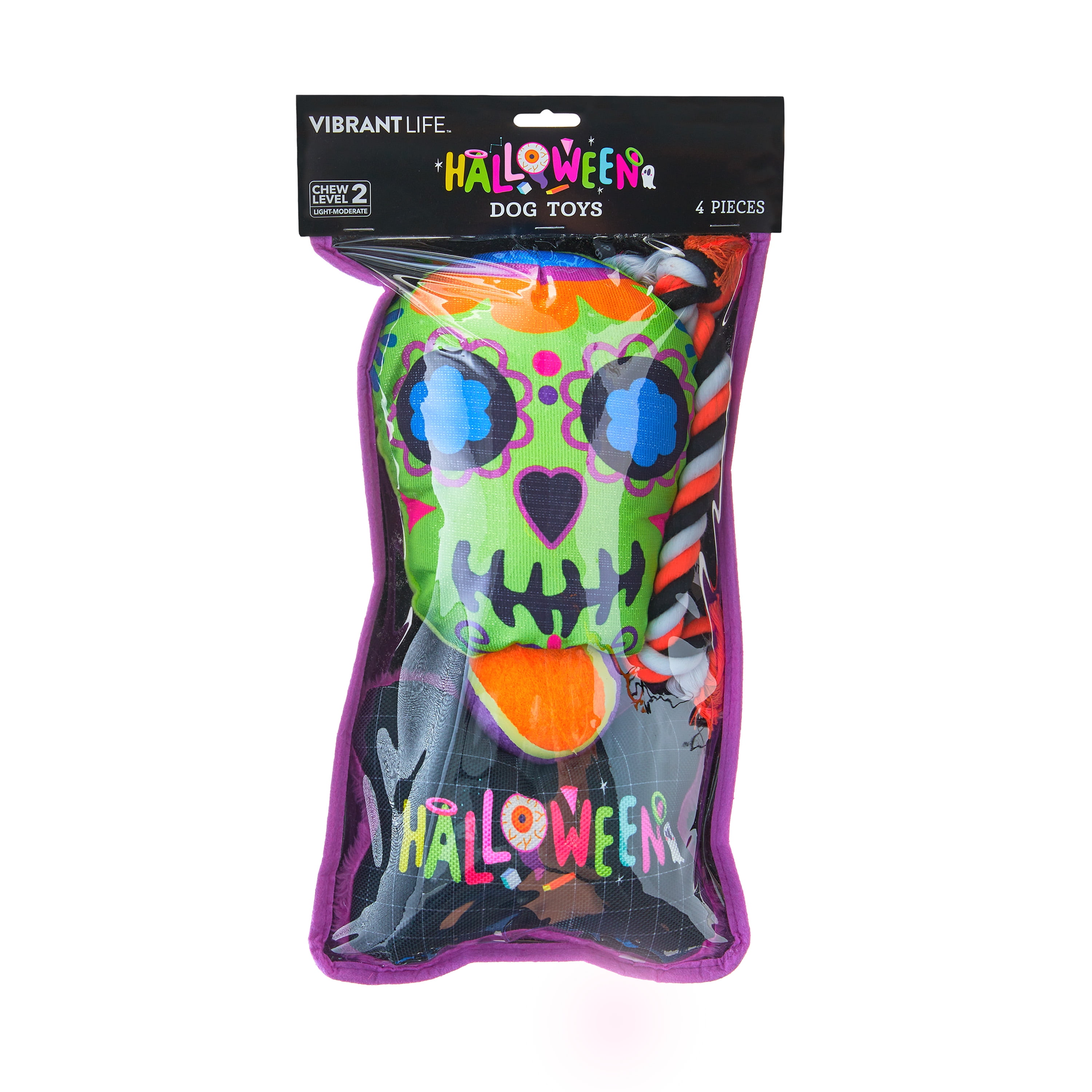 Vibrant Life Halloween 4 Pieces Multipack Dog Toy, Pink