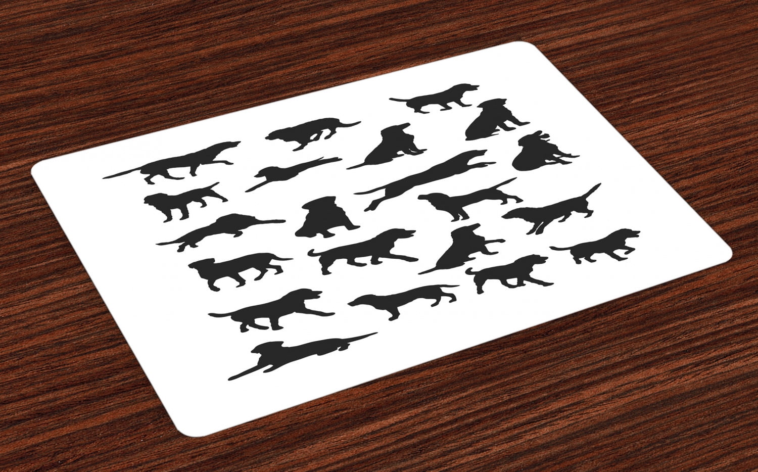 Labrador Placemats Set of 4 Black Silhouettes of Pets in Various