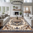 thumbnail image 5 of Vintage Flowers Pattern Washable Area Rug 6 x 9 ft Brown Blue Classical Bohemian , Soft Non Slip Rugs Stain Repellent Indoor Felt Carpet for Living Dining Room Bedroom Home Office, 5 of 9