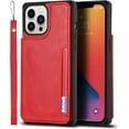 thumbnail image 5 of for iPhone 13 Pro Max Luxury PU Leather Case with Card Holder,Cash Slots,Stand Function Back Wallet Case Flip Wrist Strap Double Magnetic Clasp Durable Case for iPhone 13 Pro Max 6.7",Red, 5 of 14