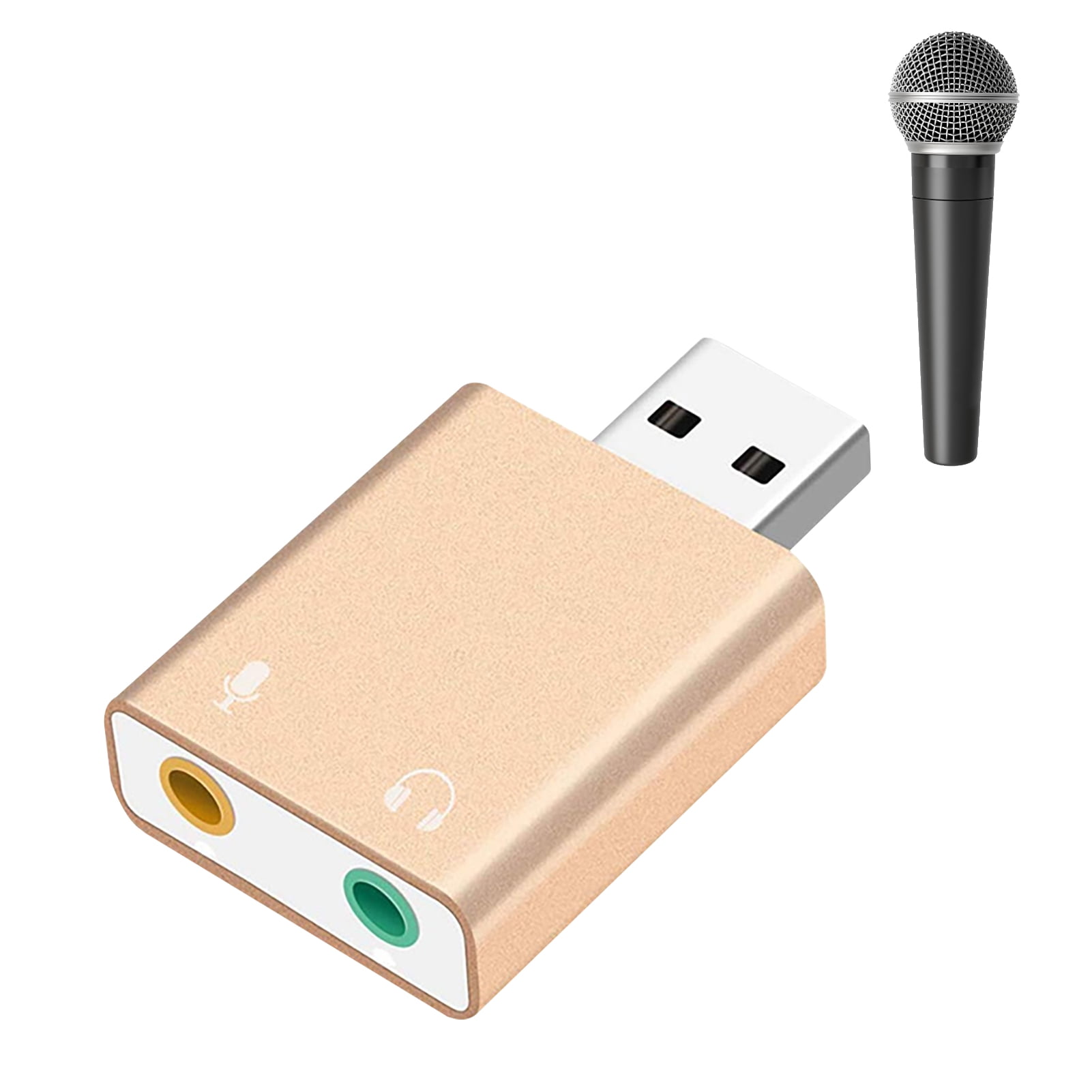 Auswaur Aluminum USB External Stereo Sound Adapter Virtual 7.1 Microphone Converter for Windows,Mac,PC,Laptops,Desktops Grey USB Audio Adapter External Stereo Sound Card with 3.5mm Headphone 