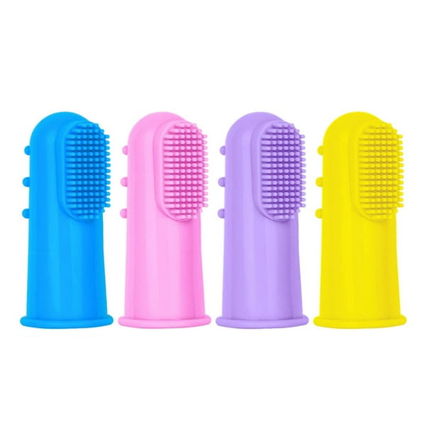 4 Piezas Cepillo de Dientes para Perros, Cepillo de Dientes de Silicona 360º para Limpieza de Dientes, Cuidado Dental, Cepillo de Dientes para Perros con Dedos para Cachorros, Gatos, Animales Pequeños