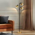 thumbnail image 6 of Yokila 66.25" Modern Black Gold Metal Floor Lamp for Living Room Bedroom 3 Light Tall Standing Lamp with Rotary Switch for Home Office, 6 of 11