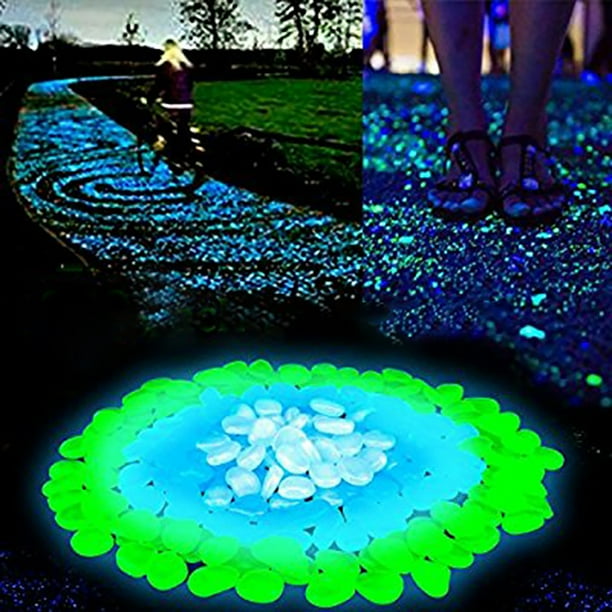 Aofa 100Pcs Glowing Rocks Glow in The Dark Pebbles Solar Stones