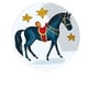 thumbnail image 2 of Juego de posavasos con diseño de caballo | Posavasos azules de poliéster resistentes al calor con tela absorbente antideslizante | Diseño de poni redondo de 8,9 cm | Protector de mesa para vasos de, 2 of 6