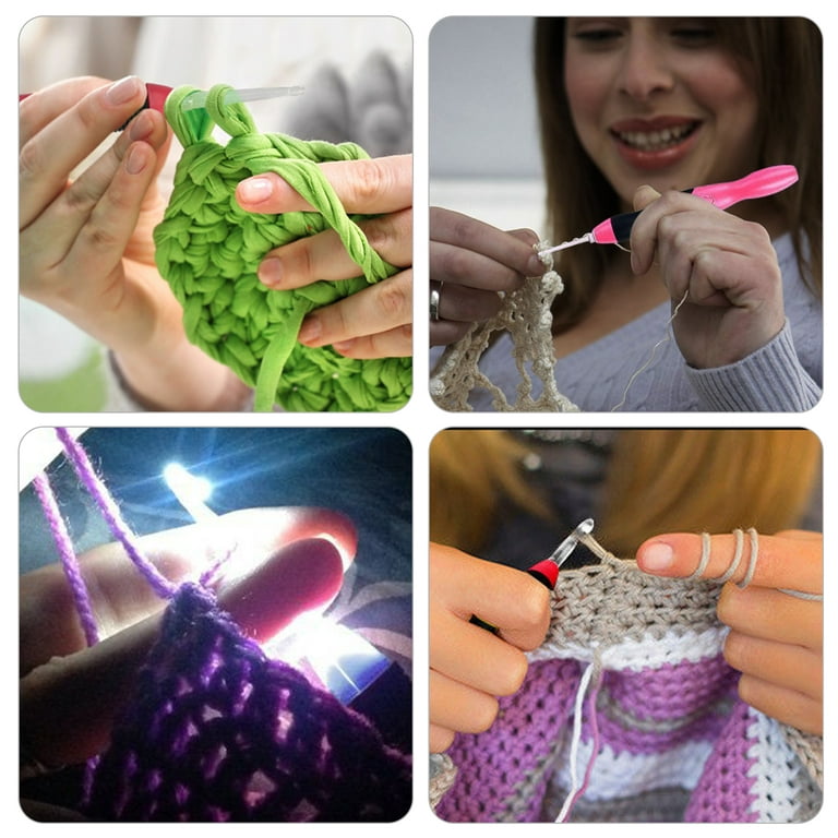 TSV LED Crochet Hooks, Professional 9 in 1 LED Light Up Crochet Hooks Knitting Needles Weave Sewing
