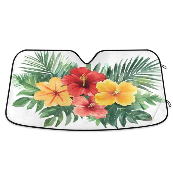 ALAZA Tropical Floral Windshield Sun Shade Car Foldable Sun Visor Block UV Rays Protector 55"x27.6"