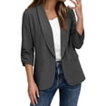 thumbnail image 2 of JOANKDMI Casual Open Front Blazers for Women Ruched 3/4 Sleeve Lapel Cardigan Tops Lightweight Business Office Work Jackets Outerwear Everyday Wear Basic Suits, 2 of 9