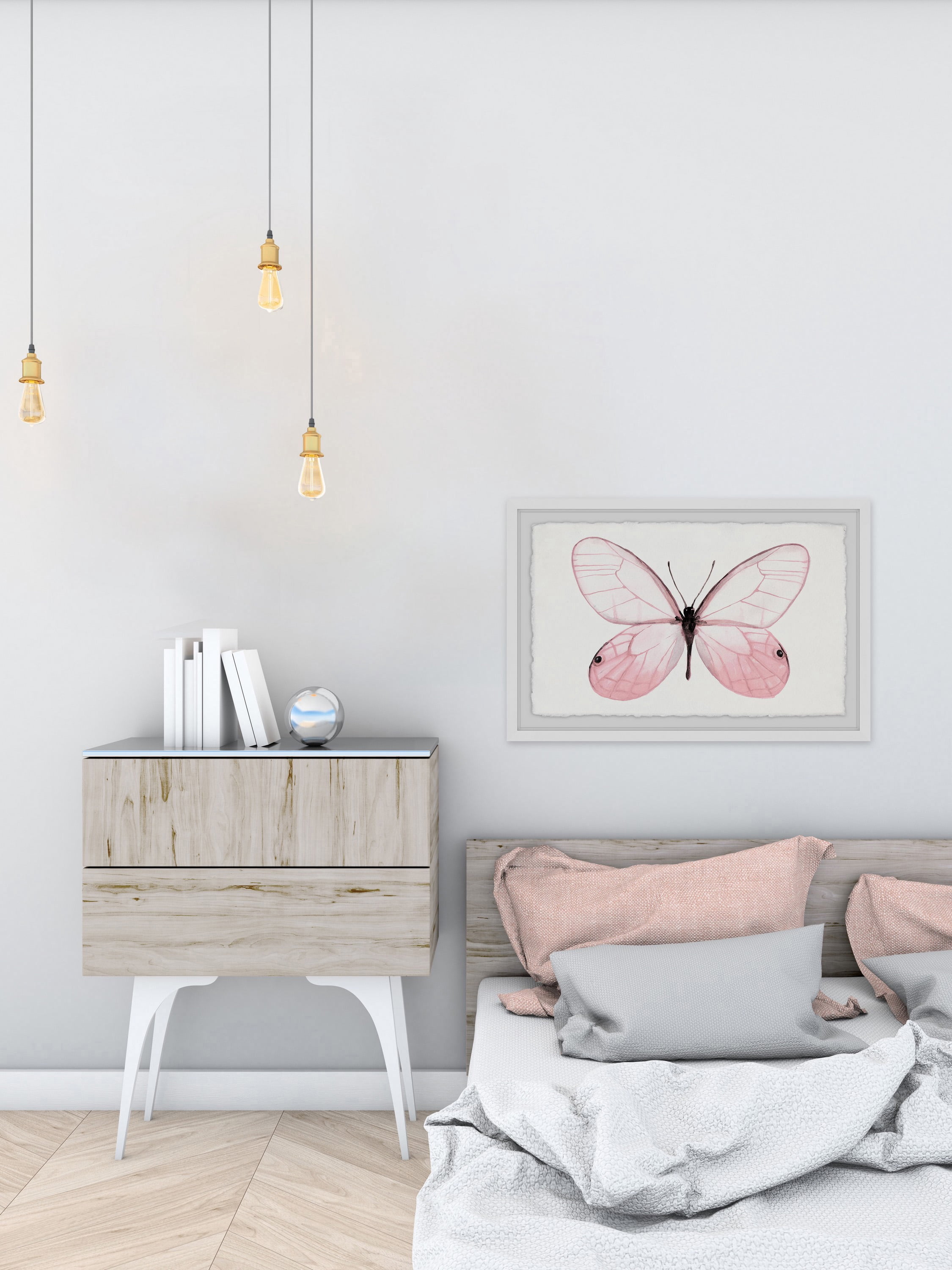 Pink Butterfly Beauty Framed Painting Print