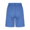 thumbnail image 6 of Bermuda Shorts for Women Knee Length Stretch Casual Pants Summer High Waisted Beach Vacation Long Shorts with Pockets Dark Blue S, 6 of 6