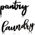 thumbnail image 1 of 2 Pieces Laundry Pantry Sign Laundry Hanging Signs Wall Pantry Hanging Sign Black Rustic Farmhouse Home Decoration for Laundry Room Bedroom Living Room Kitchen (Wood), 1 of 5