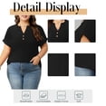 thumbnail image 5 of Cuteduck Womens Plus Size Short Sleeve Henley V-Neck Button Top Lace Textured Blouse 1X-5X, 5 of 9